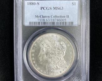1880-S Morgan from McClaren Collection, PCGS MS-63