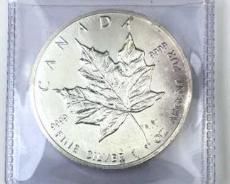 1989 Silver 1oz Maple Leaf, Canada