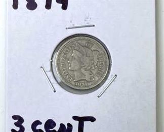 1874 Three Cent Nickel 3CN