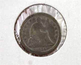 1856 Seated Liberty Half Dime, U.S. 5c Coin