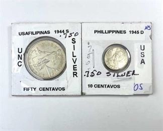 (2) Phillipines USA Silver Coins