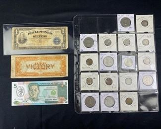 Phillipines Coin Lot w/ Currency