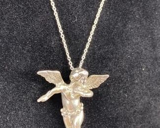 925 Silver Cupid Angel Pendant Necklace