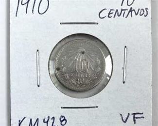 1910 Mexico 10 Centavos VF Silver