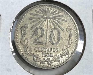 1930 Mexico 20 Centavos XF Silver