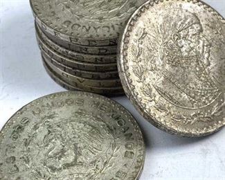 (10) 1957-67 Mexico 1 Peso Morales, Part Silver