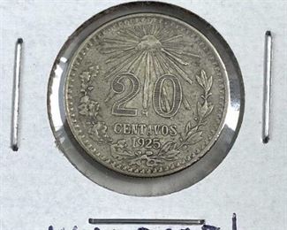 1925 Key Date Mexico 20 Centavos XF, Scarce