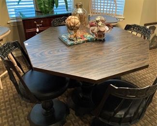 Game table and 4 swivel chairs