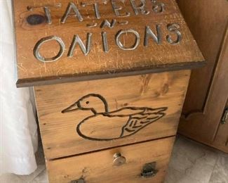 Vintage tater and onion bin