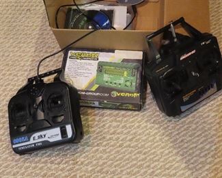 Remotes and batteries to airplane