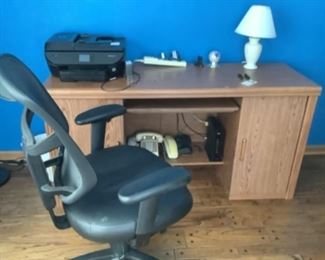 Desk and desk chair…desk $55 and chair $35.  Desk measures 5’ w x 21” d x 31” T.  Also available is the HP Envy photo printer 