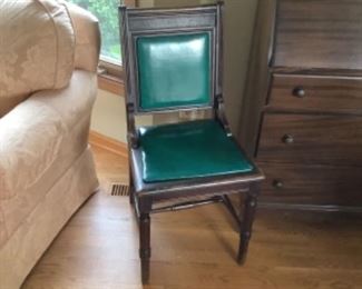 Vintage chair with leather seat and back
