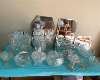 Large variety of cut glass.
