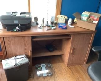 Desk, copier, shredder,office supplies