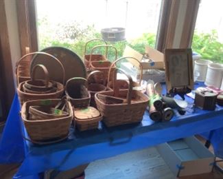 Longaberger baskets, wooden spools/bobbins