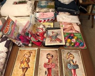 1960's Maio  3D pictures, Harlequin Girl, Ballerina with Shoe, Ballerina with Flower!  Vintage Christmas items, hoses  and more! 