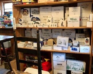 GREAT collection of Dept 56 "The Original Snow Village" , “Winter Silhouette” and “Heritage Village Collection” lighted houses, shops and accessories in original boxes!