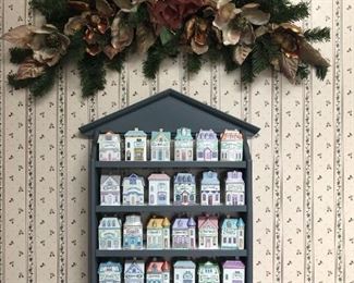 The Lennox Spice Village Fine Porcelain 1989, set of 24 with wooden rack. Also we have napkin holder and salt and pepper shakers. 