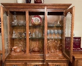 Pink depression glass, crystal, pressed glass