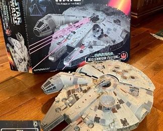 1995 Star Wars ‘The Power Of The Force’ ( No 69785) 
Electronic Millennium Falcon Playset/Vehicle (Rebel Alliance) Kenner
Tonka Corp with 4  for real movies sounds (electronic lights and authentic movie sounds)!