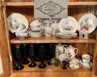 Vintage China 'Renaissance' English Staffordshire Sterling J. & G. Meakin (England), Coffee/Tea set, red goblets, John Bull eye wash cup…