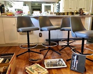 Mid Century Hamilton Cosco bar chairs, vintage Community by Oneida flatware, collection of scissors, vintage piano books, 20 piece Golden Carolina place setting for 5.