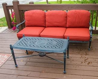 Patio Sofa & Table in Cast Metal by Gensun