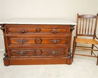 Marble Top Walnut Chest or Server