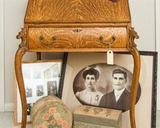 Antique Tiger Oak Ladies Secretary