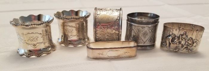 Collection of Antique Sterling Silver Napkin Rings ~ 107 grams