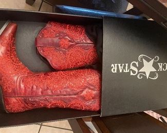 Red leather cowboy boots 