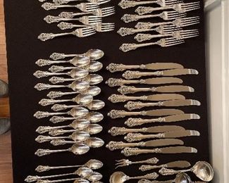 Wallace Sterling Silver Service for 12 + 12 Serving Pieces & Ice Tea Spoons