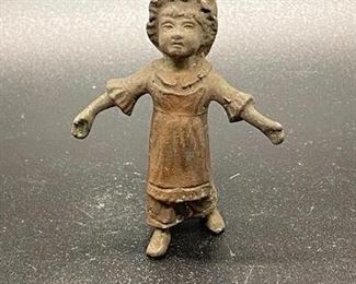 Vintage Cast Iron Upset Little Girl Figurine Miniature
