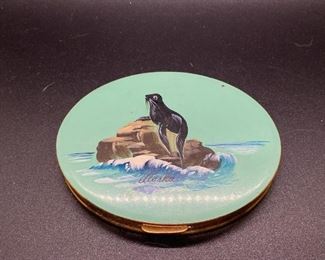 Vintage Powder Compact Souvenir Alaska