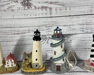 Lighthouse Lamps Lighted Figurines Set of Four