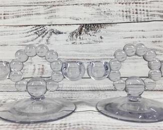 Imperial Glass Candlewick Candelabra Glass Set of Two Candleholders