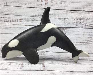 Vintage Ceramic Pottery Wall Hanging Orca Killer Whale C Starr