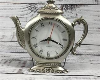 Teapot Alarm Clock Roman Numerals Battery Operated
