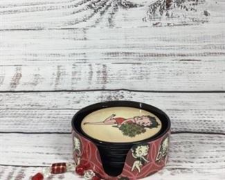 Betty Boop Set of Six Coasters and Red Bracelet