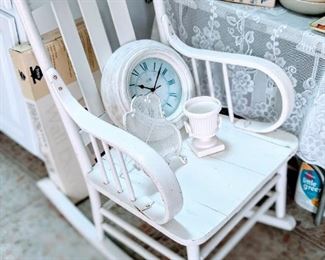 Great sturdy white rocking chair. 
