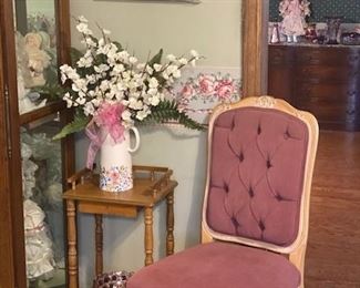 French provincial chair, small table