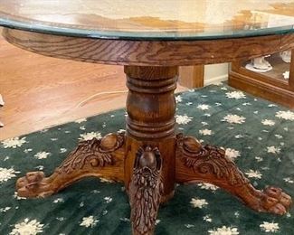 Carved oak claw table