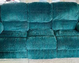5.  Crushed Velvet recliner sofa •  38high  80 wide 40deep •   $250