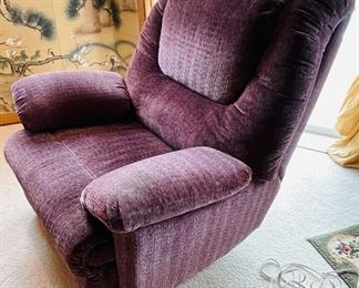 17.    Velvatine reclining swivel  chair  • 45 high 42 wide 46 deep  • $95