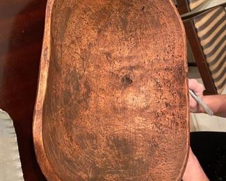 Hand carved wooden dough bowl  