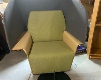 All Steel hooded privacy chair with wheels and base