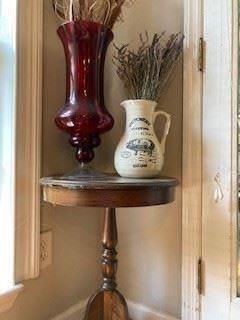 side table and vases