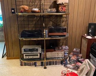 Nice heavy Bakers Rack and stereo equipment
