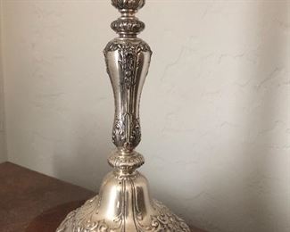 Sterling candlestick made into a lamp