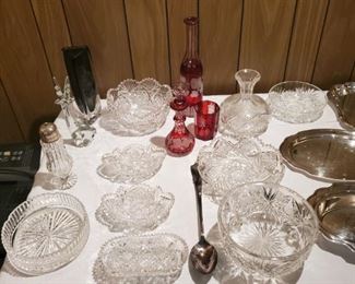 American brilliant cut glass and Bohemian red cut to clear glass